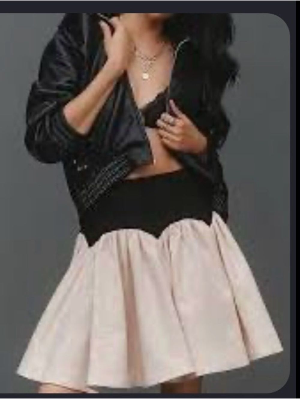 Anthropologie Black & Blush Textured Panel Circle Skirt